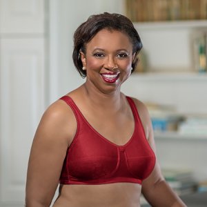 ABC Rose Contour Bra Ruby. Photo of a woman modeling the bra.