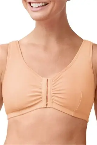 Fleur Wire-Free Bra Nude. Photo of a woman modeling the bra.