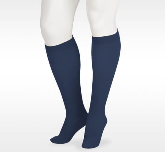 Juzo Soft Compression Stockings Knee High Navy. Photo of the compression stockings.