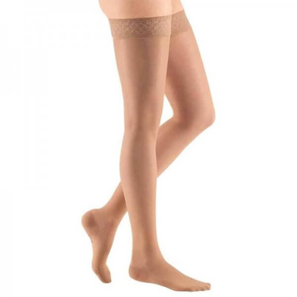 Mediven Sheer & Soft Compression Stockings Thigh High. Photo of the compression stockings.