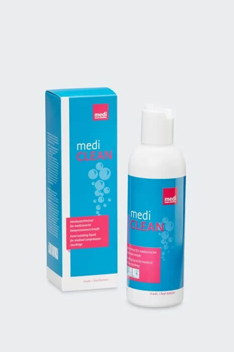 Medi Clean Hand Wash Detergent. Photograph of the box and bottle of Medi Clean.