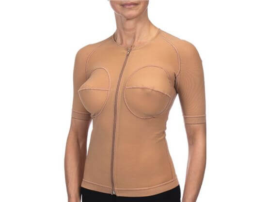 Jobst Seamed Custom Compression Garments. Photo of a model wearing an upper-body custom compression garment.