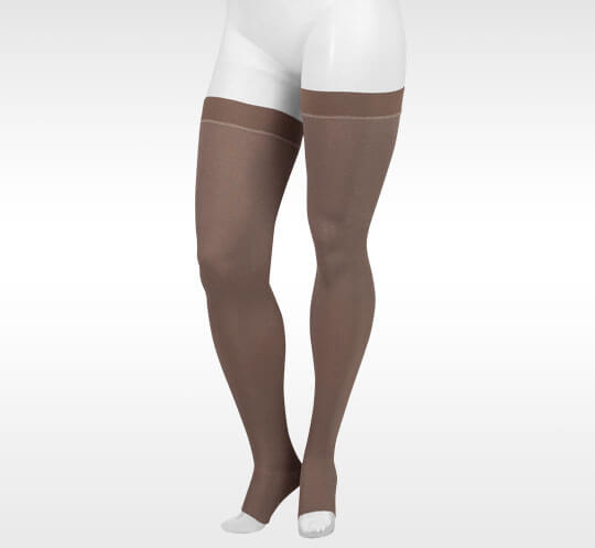 Juzo Expert Silver Compression Stockings. Photo of the compression garments for legs.