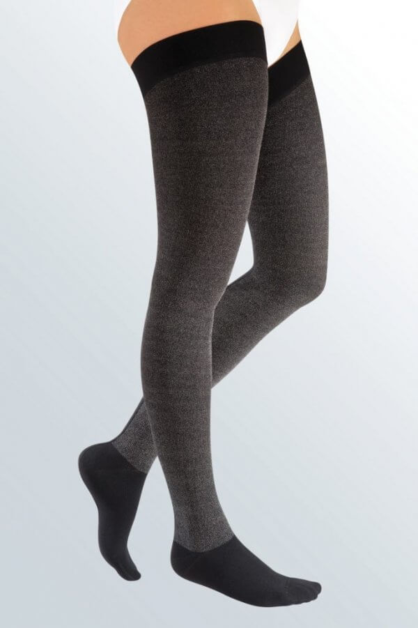 Medi Mondi 350 Lower Extremity Compression Garment. Photo of the lower extremity garment being worn by a female model.