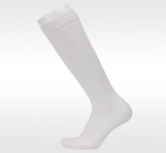 Juzo Power RX Compression Socks. Image of one of the socks being modeled.